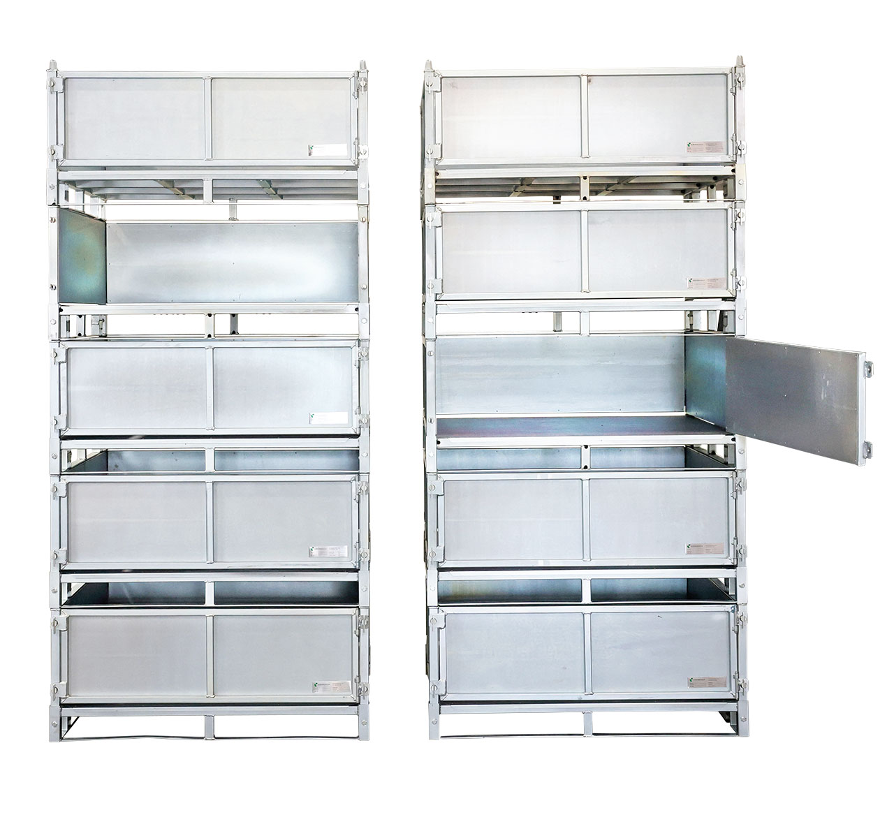 Sheet Metal Stillage - Stacked with door open or front gate removed
