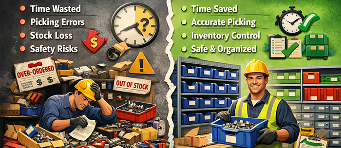 Poor Vs Good Inventory Storage Organisation