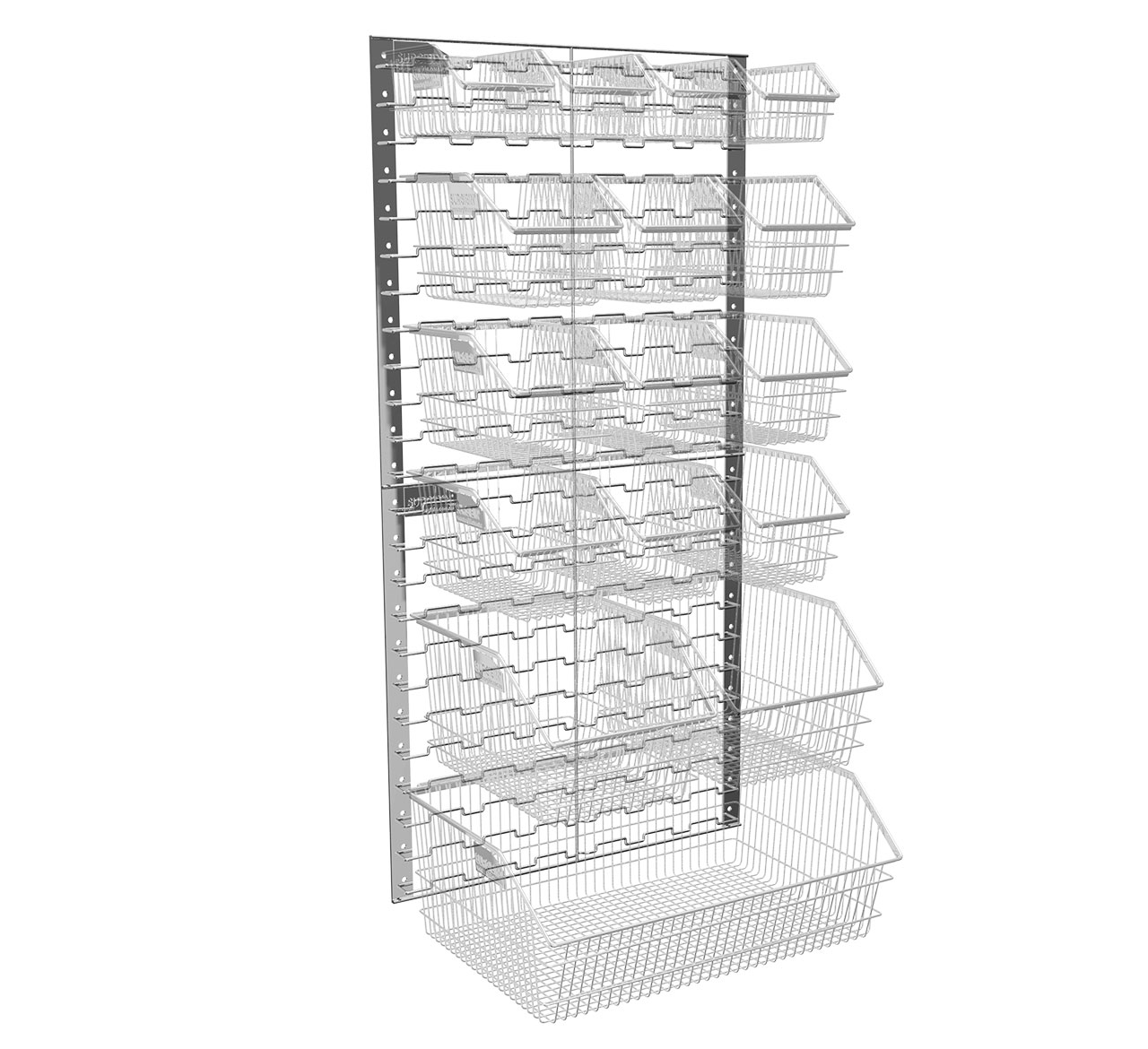 SURGIBIN® Wire Louvre Panel - showing ghosted hanging wire bins SURGIBIN® Wire Louvre Panel - showing ghosted hanging wire bins